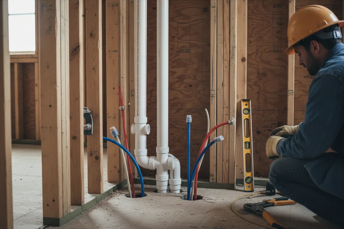Drain and supply rough-in during Leak Detection in Fort Atkinson